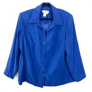 Lady Dorby Cobalt Blue Button Front Shirt Jacket Shoulder Pads 20WP